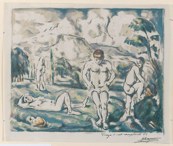 A work made of color lithograph on ivory laid paper.