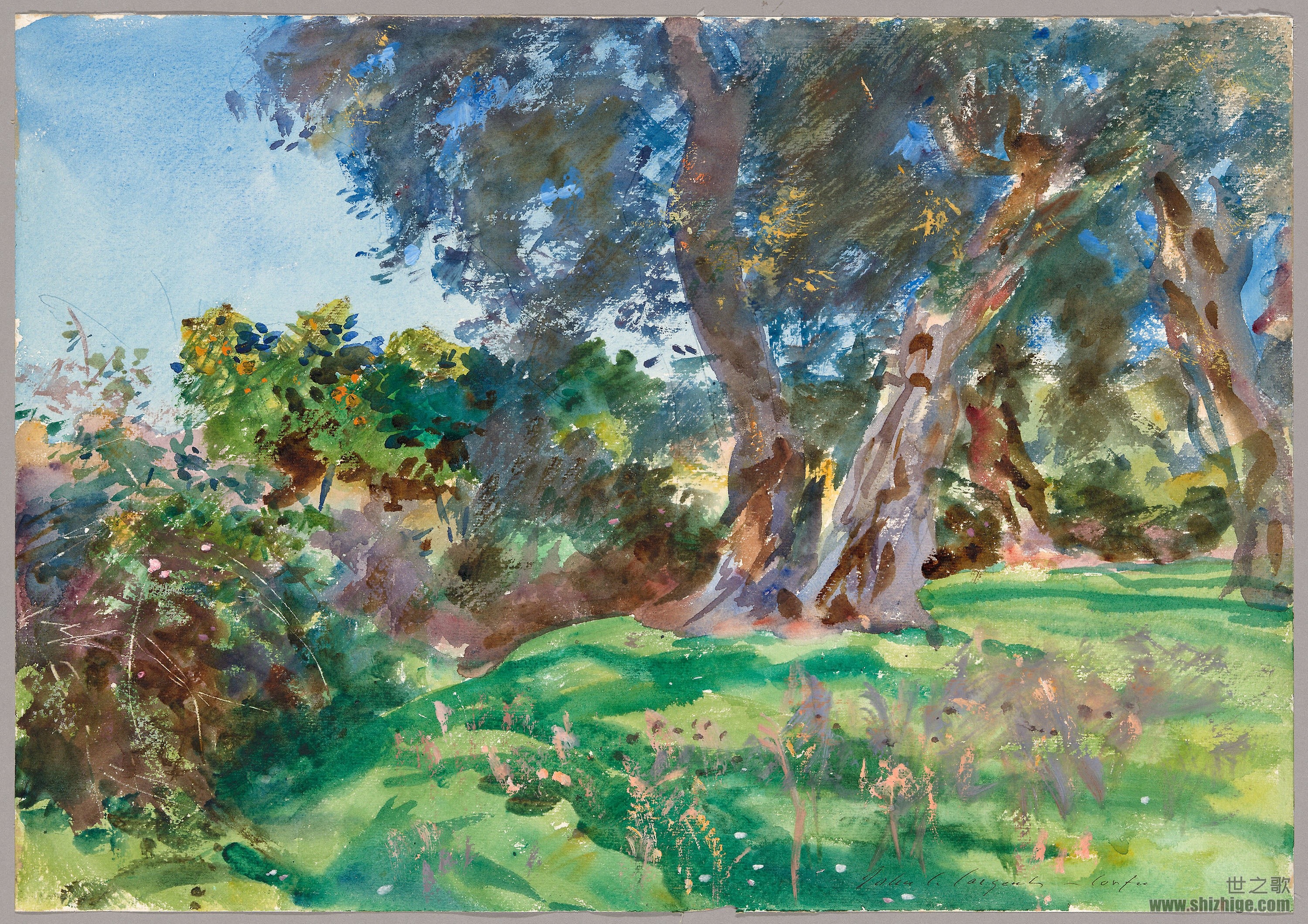 橄榄树，科孚_约翰·辛格·萨金特_Olive Trees, Corfu_John Singer 