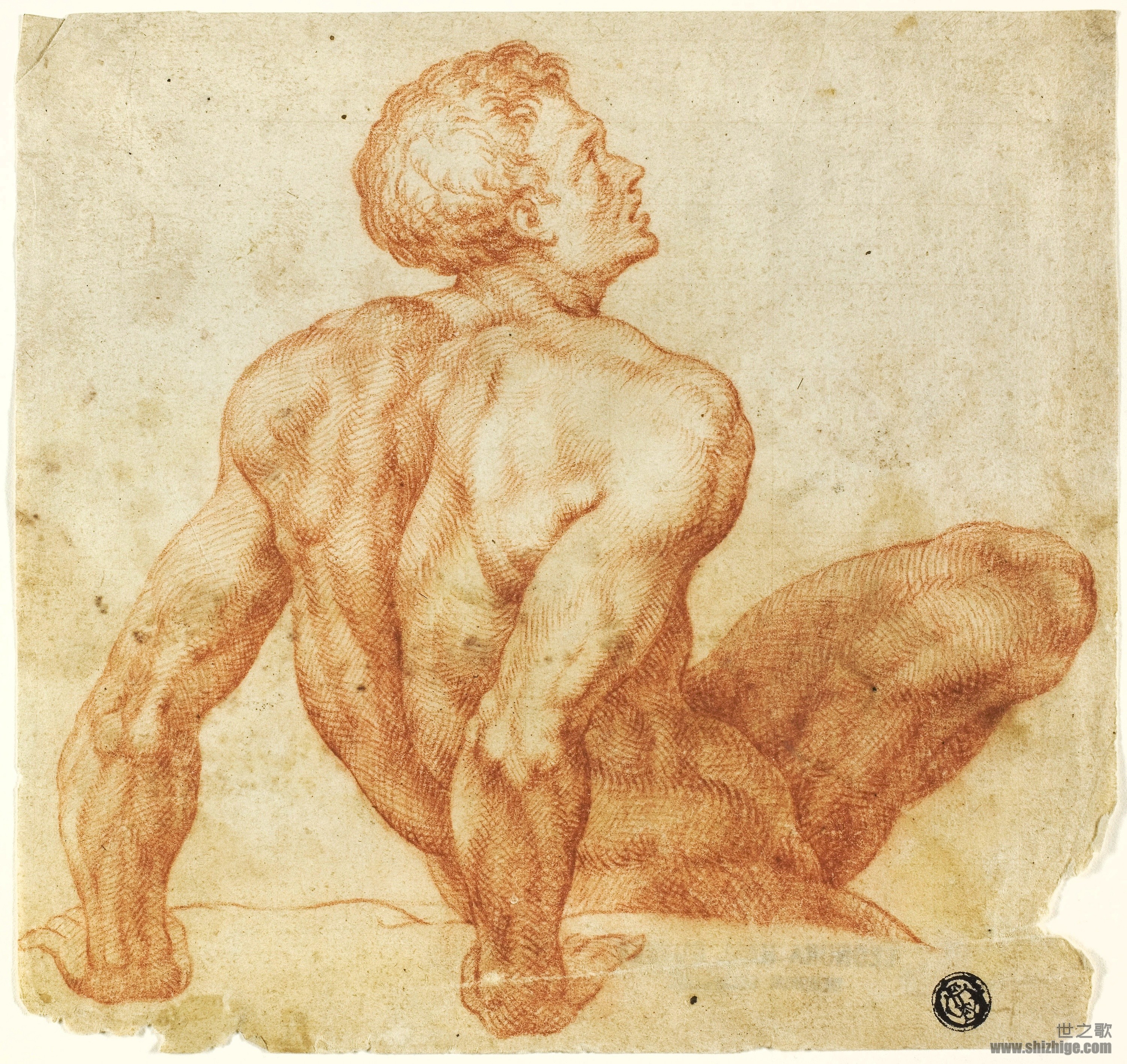 坐着的男性裸体 米开朗基罗 博那罗蒂 世之歌