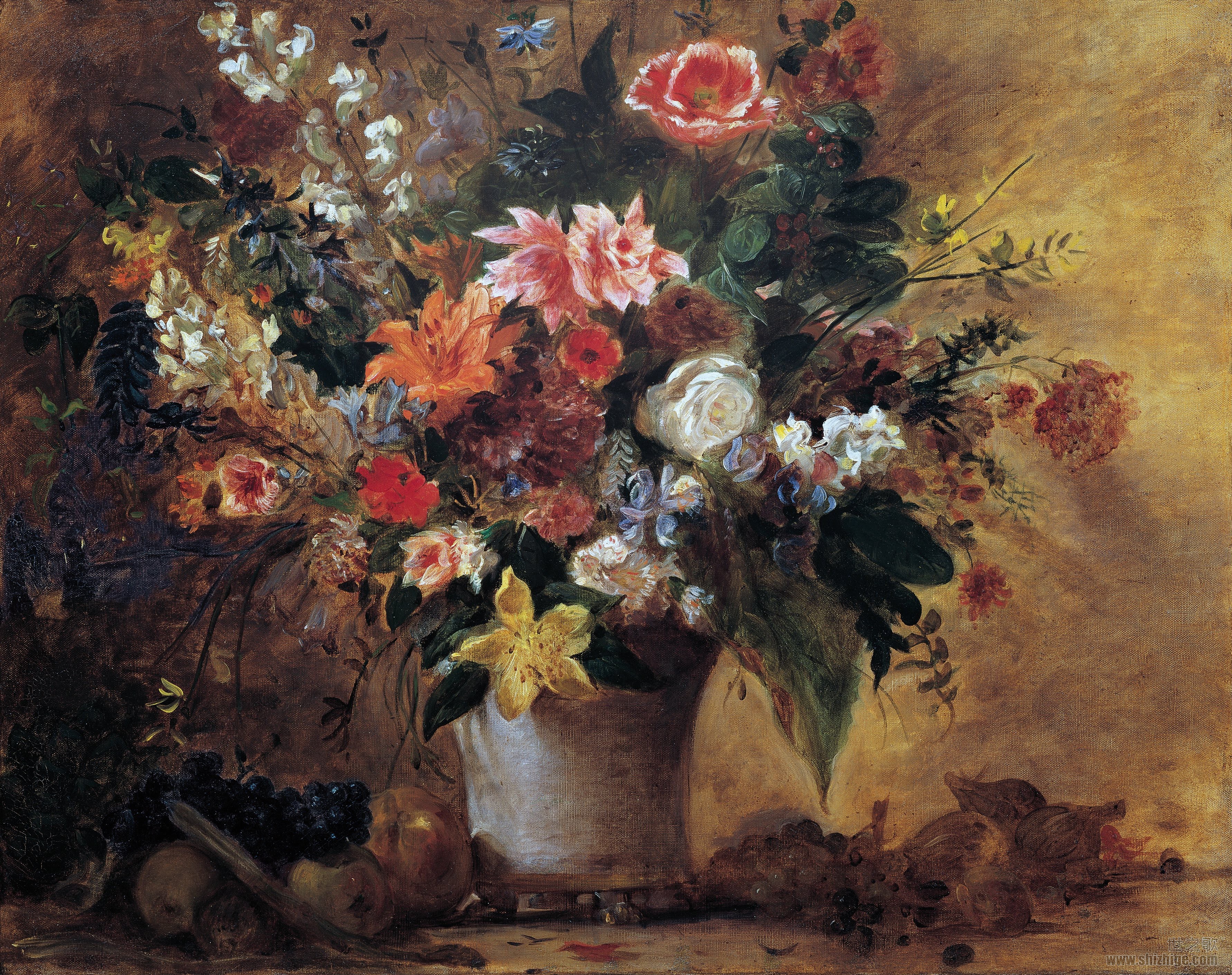 静物与花 德拉克罗瓦 Still Life With Flowers Eugene Delacroix 世之歌